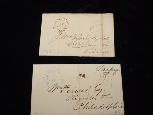 Antique Letter 1842 from Auditor General of PA & 1832 US Mail Homemade Envelope
