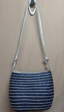 Borsa a tracolla Worthington tessuto paglia borsa a mano blu strisce argento