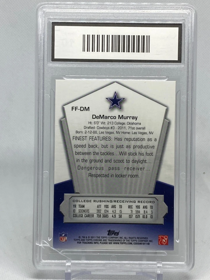 2011 Topps Chrome Finest Freshman #FFDM DeMarco Murray - GMA 10 - Image 2 of 2