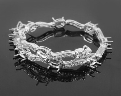 4x6 MM Oval Semi Halterung Armband Blanko Armband Halterung 925Silver