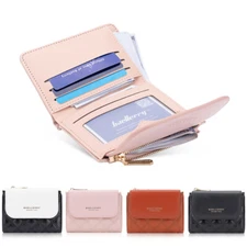 Women Ladies Small Bifold Leather Wallet Mini Card Bag Zipper Cute Pocket Purse