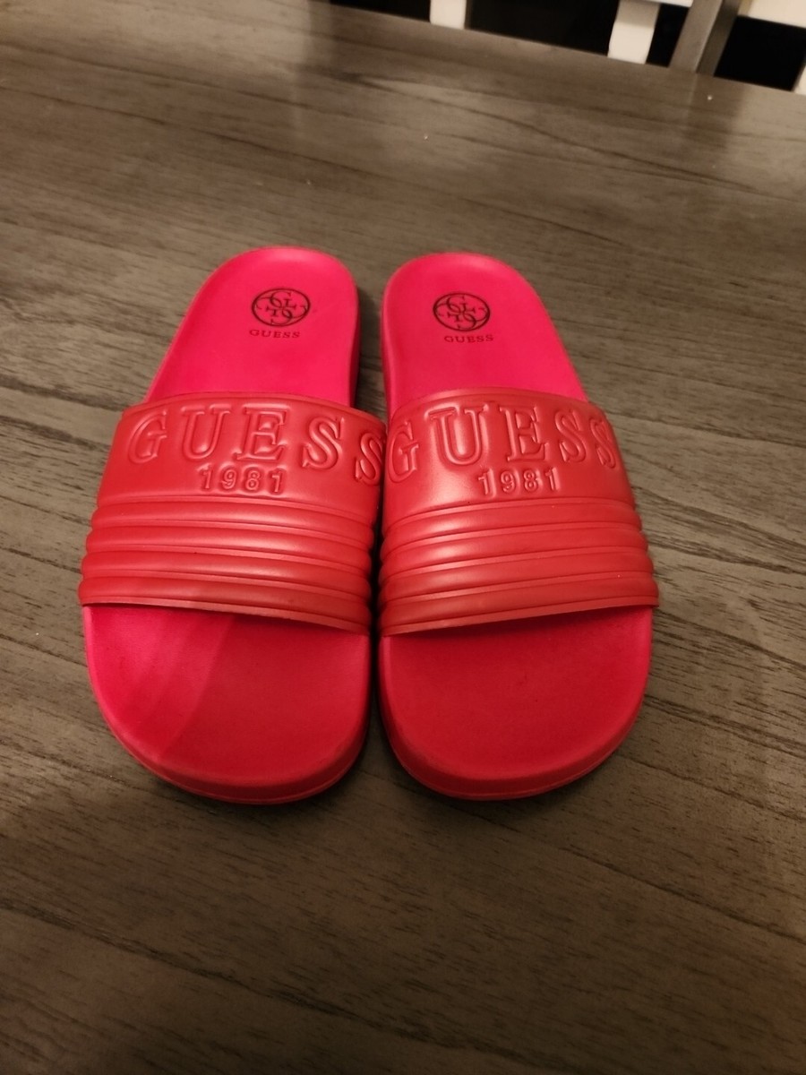 NWT GUESS red slip on plastic sandals size 11 mens. Guess | Shoes | Nwt Guess Red Slip On Plastic Sandals Size 1  main image 2