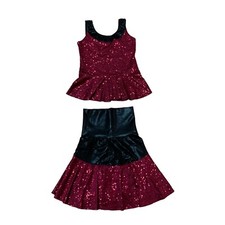 Motionwear Women's Size Adult Petite Dance Set Skirt and Top Sequins High Waist