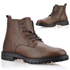 Mens Leather Military Combat Zip Up Walking Work Ankle Biker Boots Shoes Size