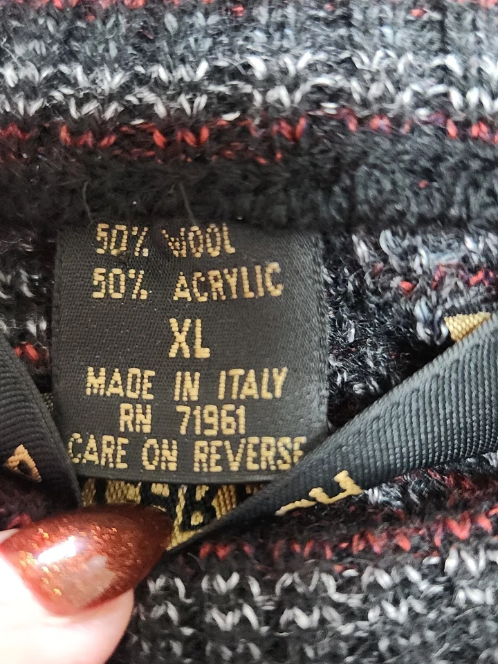 Suéter Bachrach Vintage Para Hombre XL Mezcla de Lana Estilo Años 80 90 Hecho en Italia Gris Rojo Foto 3 de 4