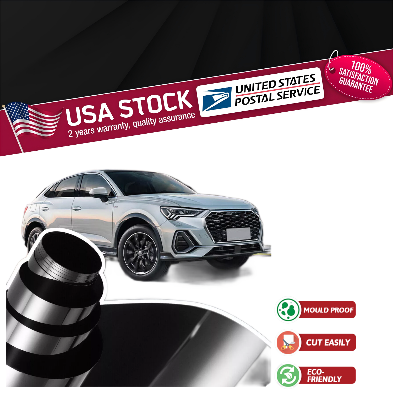 Premium Uncut Black VLT Window Film for Heat Reduction Home & Car Mirror Shade