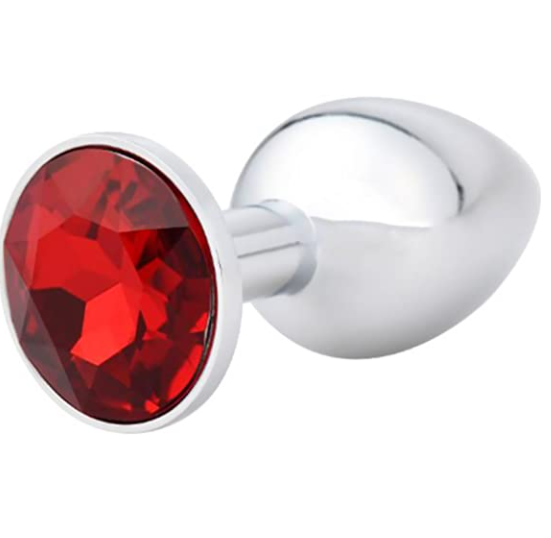 Crystal Jeweled Stainless Steel Butt Plug, Red Jewel