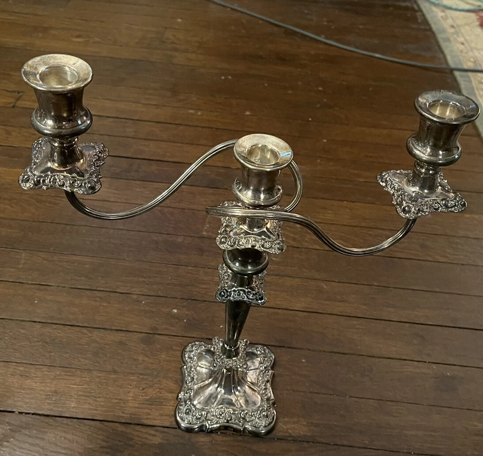 Antiguo Par de Candelabros BARKER-ELLIS Serpentina Victoriana 3 Brazos 15" Foto 4 de 4