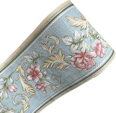 Light Green PVC Self Adhesive Vintage Rose 3D Waterproof Wall Border Decor Remov