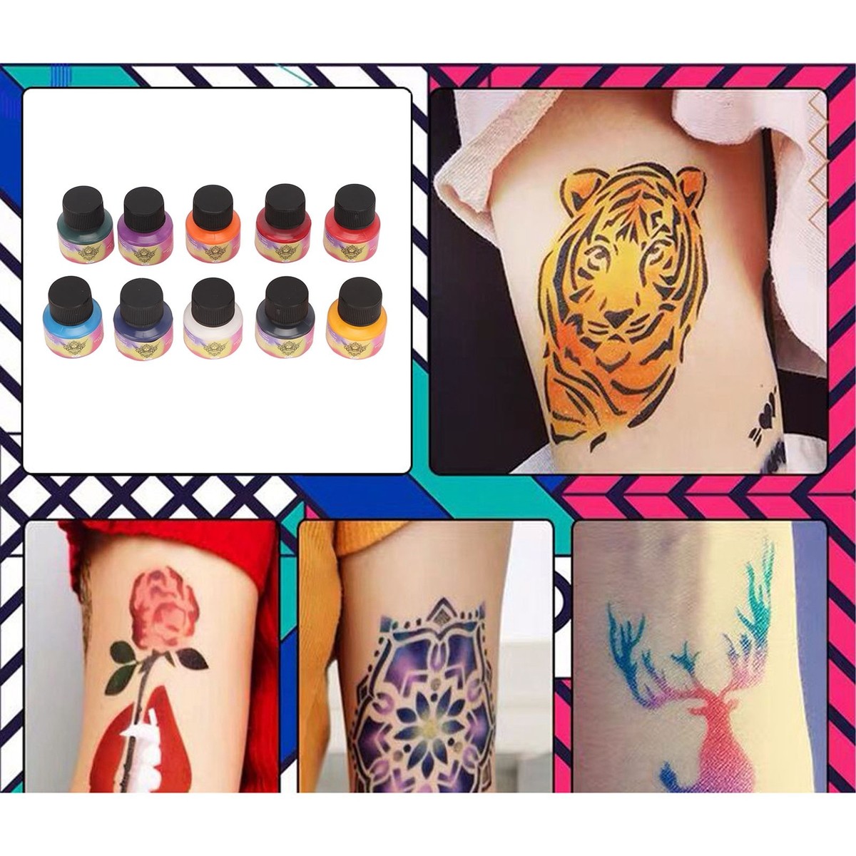 10PCS Professional Tattoo Ink Color Set Authentic Pigment Beauty