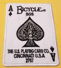 Bycycle Ace of Spades Playing Card Embroidered Patch approx 2.5x3.5"