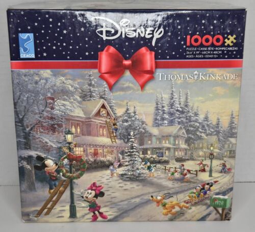 2019 Disney MICKEYS VICTORIAN CHRISTMAS Thomas Kinkade 1000 pc Puzzle - Afbeelding 1 van 10