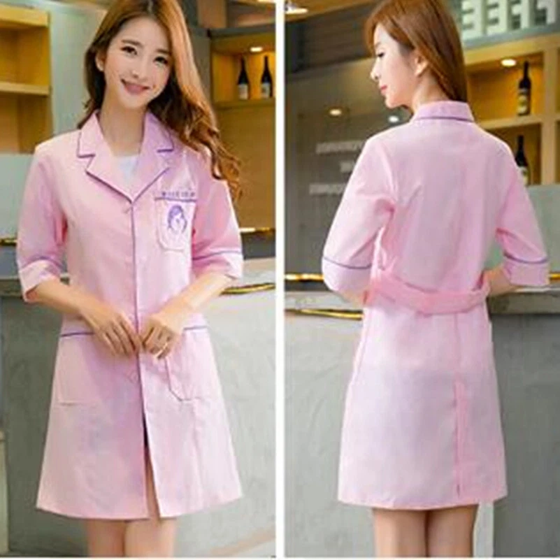 New Women Nurse Female Doctor White Dress Beautician Lab Coat Work Clothes (Rim) - Image 2 of 4