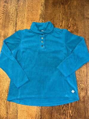 Sahalie Butter Fleece Sahalie Fleece Sahalie Butter Fleece Pullover Jacket  Women's XL Teal 1/4 Snap