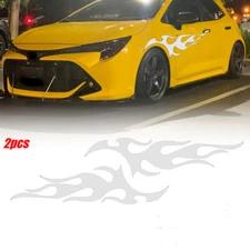 Car Side Body Door Fender Vinyl Flame Graphics Decal Racing Stripe Sticker White