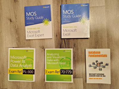 LOT OF 5: Microsoft Office Excel, Power BI and Database Test Prep