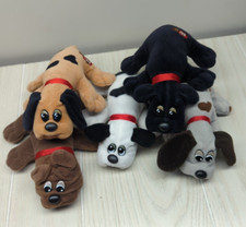 Tonka 1986 vintage Pound Puppies lot 5 small plush black white brown dog spots