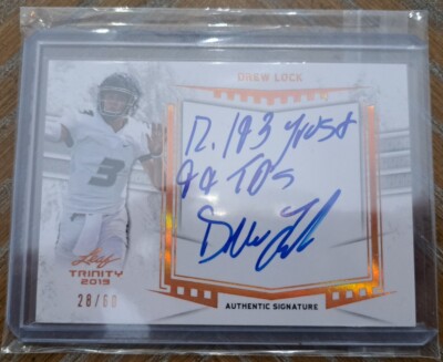 2019 Drew Lock Leaf Trinity Inscribed & Autographed RC #'d 28/60