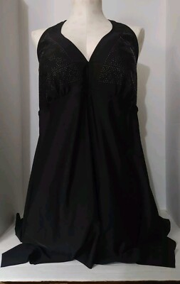 Love My Curves Swimsuit  Halter 1 Piece W/ Handkerchief Skirt Black Sz20 BNWT