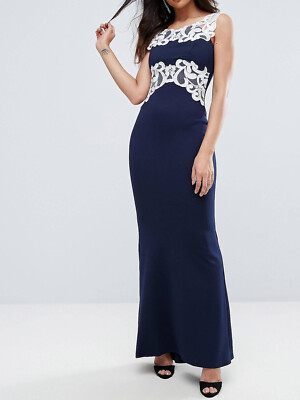 Jessica Wright Navy/White Lace Maxi Dress UK 8 | eBay UK
