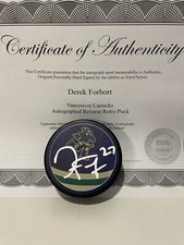 DEREK FORBORT SIGNED AUTOGRAPHED VANCOUVER CANUCKS HOCKEY PUCK W/ CASE COA