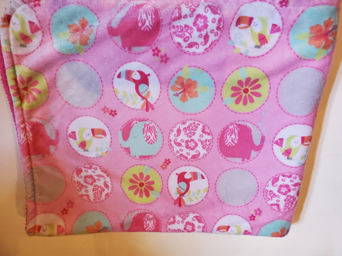 Garanimals Hot Pink Sherpa Tropical Toucan Floral Circles Elephant Baby  Blanket | eBay