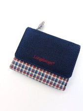 Longaberger Homestead Tri Fold Wallet Removable ID Fabric Country Plaid Blue NEW