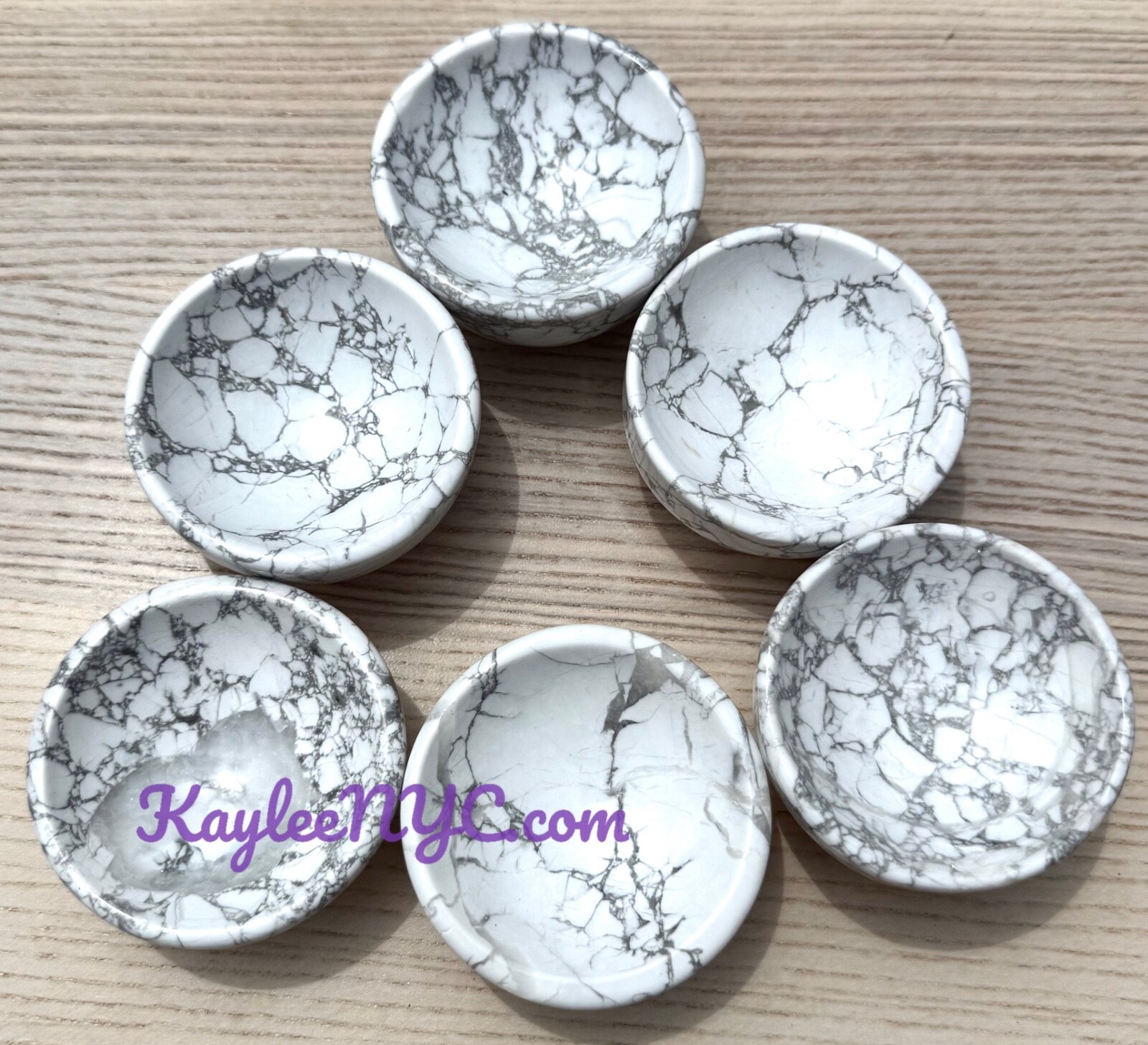 Wholesale Lot 6 Pcs Natural Howlite Bowls Crystal Healing Energy