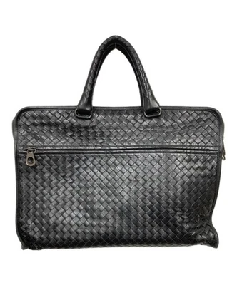 Sac d'affaires mallette Bottega Veneta cuir noir Intrecciato Italie authentique - Photo 1/4
