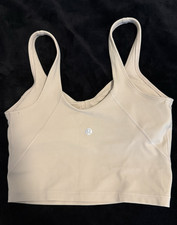 lululemon athletica Womens Beige Logo Sports Bra M A/B Wireless Pullover