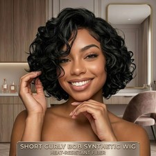 Heat Resistant Synthetic Bob Wig with Bangs