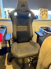 Corsair Grey Fabric High Back Computer Gaming Office Chair, Armrests Height Adj