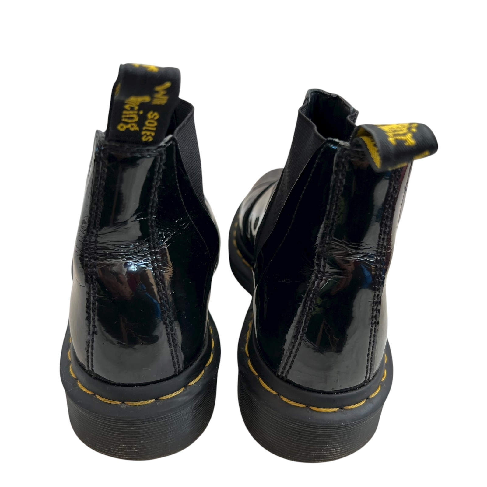 Dr Martens Bianca chelsea boots US womens 7 black patent leather pointed toe doc thumbnail 4