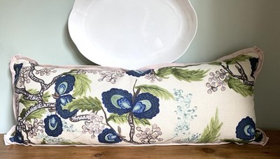 Designer Custom Ferrick Mason Kinkead  Lumbar Pillow~Capri Blue~flange~38x15