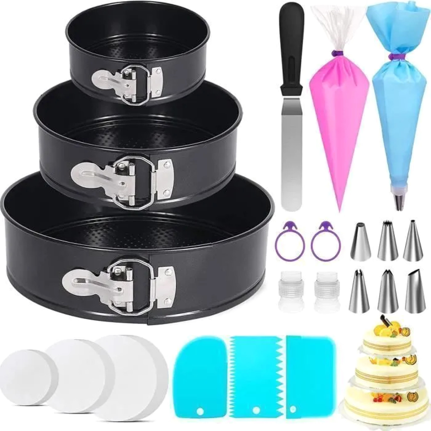 Kit Pâtisserie Moule Gâteau Pro Acier Carbone Cheesecake 103 Pièces