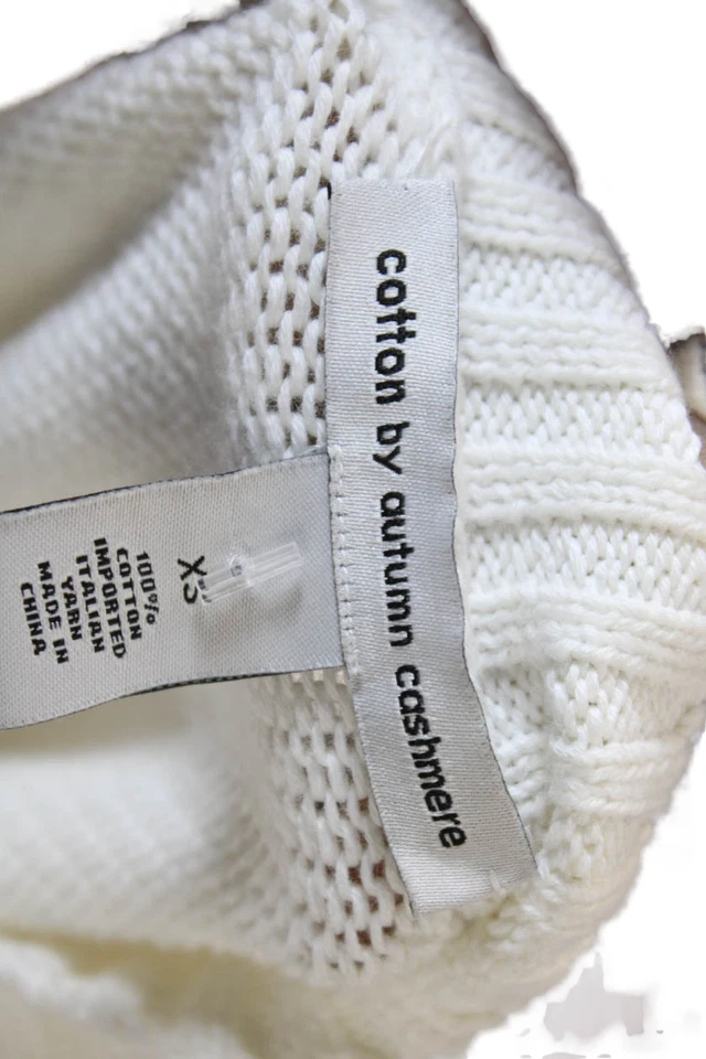 Suéter Pullover Blanco Algodón Por Otoño Cachemira Para Mujer Mangas Largas Talla XS Foto 4 de 4