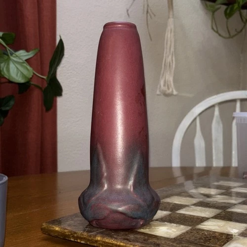 Van Briggle Red Blue Art Pottery Ceramic Vase Signed Matte Colorado