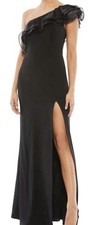 Ieena For MAC DUGGAL 26372 One Shoulder Ruffle Black Evening Gown Dress sz 2