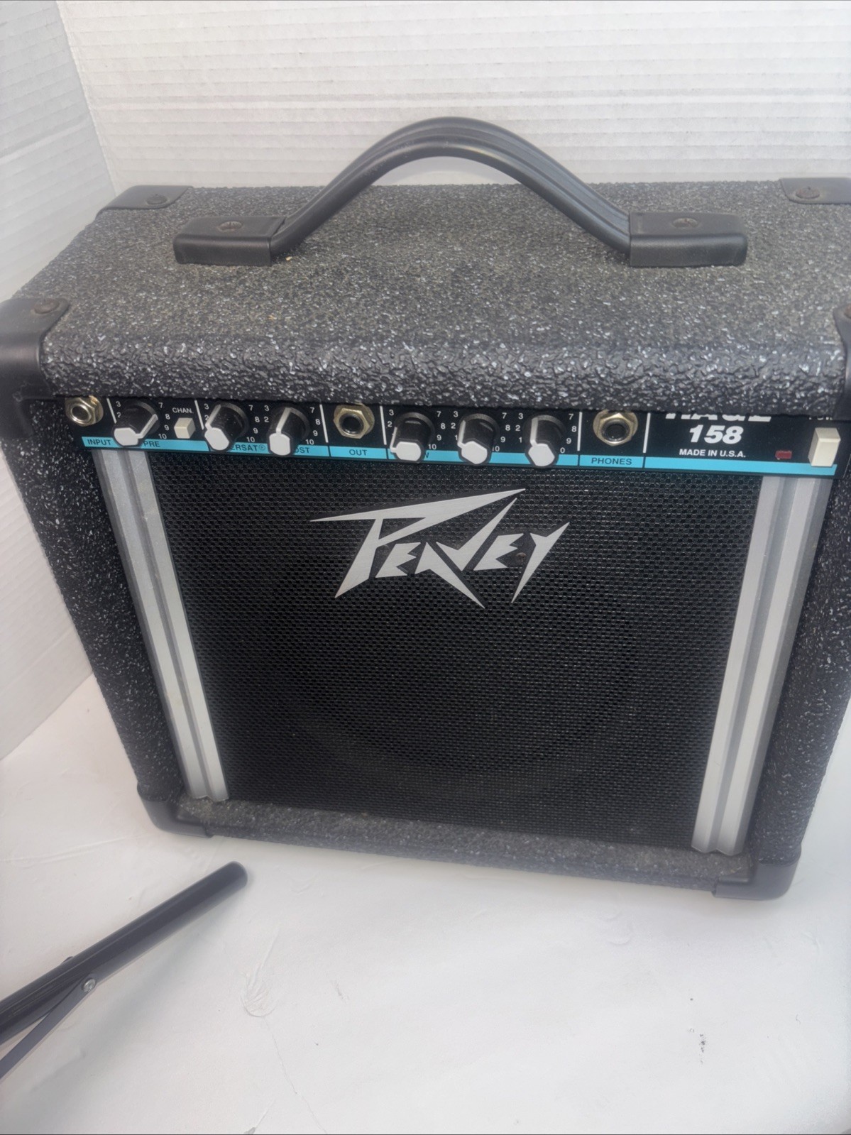 Peavey Rage 158 Guitar Teal Stripe Amp 15W Vintage Guitar Amplifier Made in USA