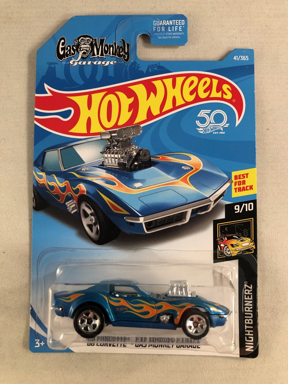 Hot Wheels 2018 Nightburnerz #41/365 ’68 Corvette Gas Monkey Garage Blue
