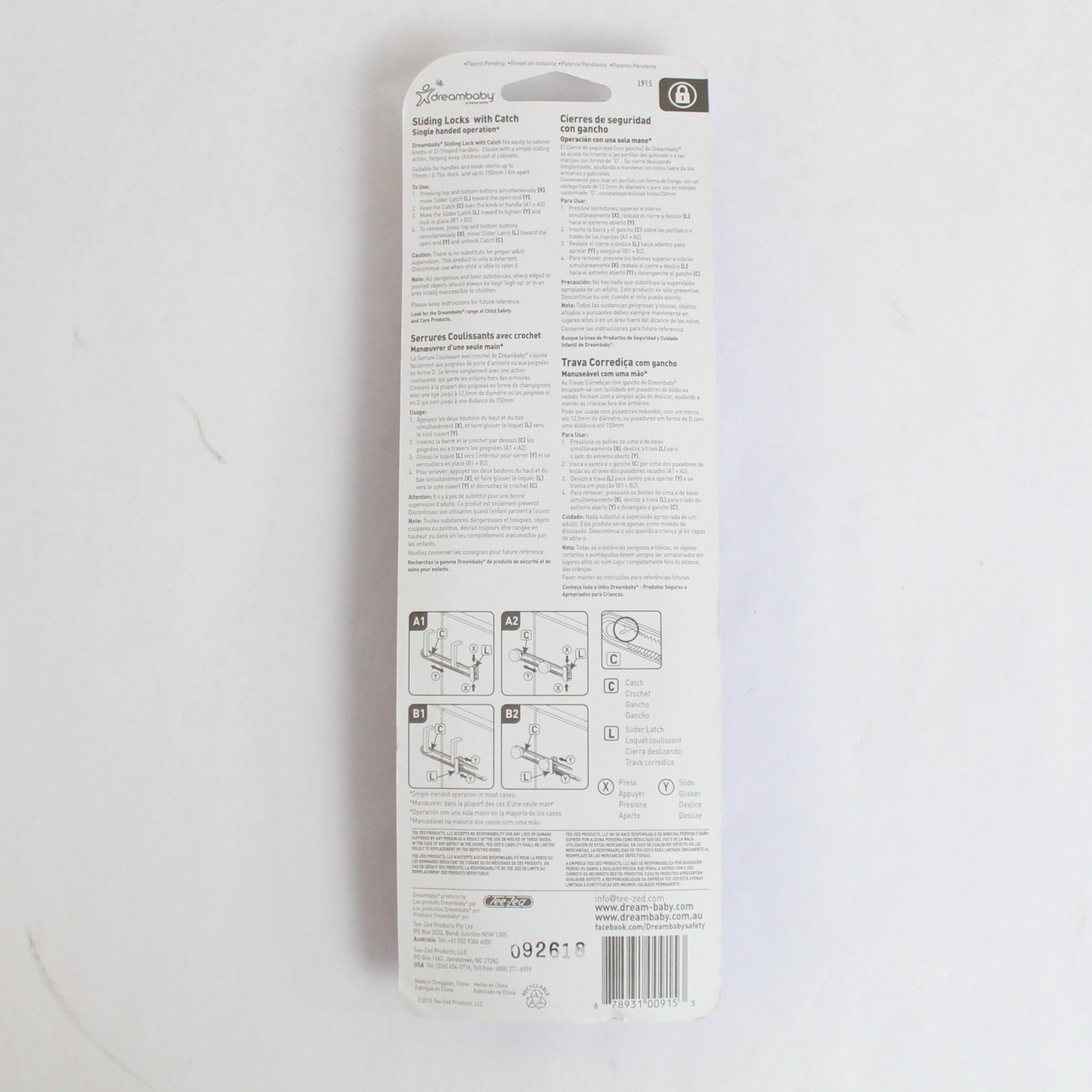 2 Pack of Dreambaby White Plastic Cabinet Sliding Locks