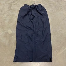 Nike Mens Navy Blue Nylon Windbreaker Track Pants Mesh Lined Large Swoosh Logo