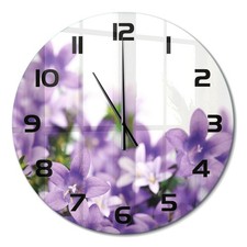 Reloj de Pared de Cristal Elegante para Hogar Campanillas violetas fi60 cm