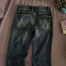 Wrangler Teens Bootcut Jeans Blue Dark Wash Denim Cotton 5-Pocket Mid Rise