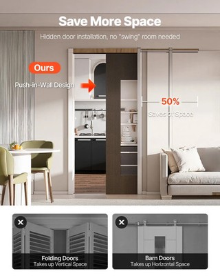 Pocket Door Frame Kit, for 24-30 in Wide 80 in High Door, Pocket Door Kit with T
