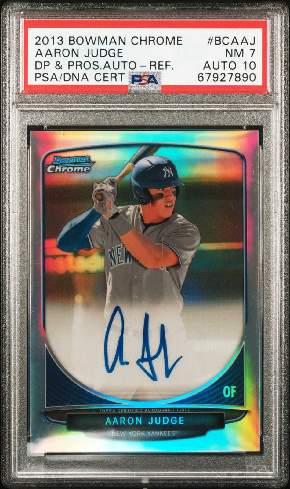 2013 Bowman Chrome Draft Picks Prospect Auto Aaron Judge Refractor PSA 7 Auto 10