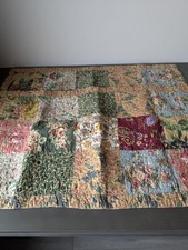 Quilted Patchwork King Pillow Shams 20x36 Floral Multicolor Cotton Vintage Style
