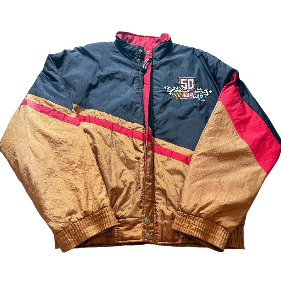 Chaqueta acolchada vintage 1998 Nascar 50 aniversario Chase Authentics grande para hombre Foto 2 de 4