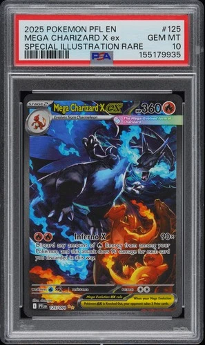 2025 POKEMON PFL SPECIAL ILLUSTRATION RARE #125 MEGA CHARIZARD X EX PSA 10