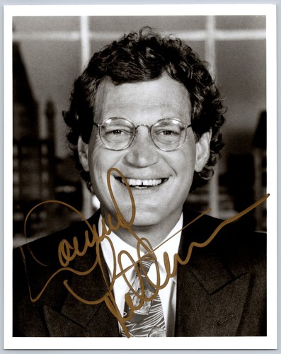 David Letterman Signed Autograph Photo Talk Show Host Gold Ink